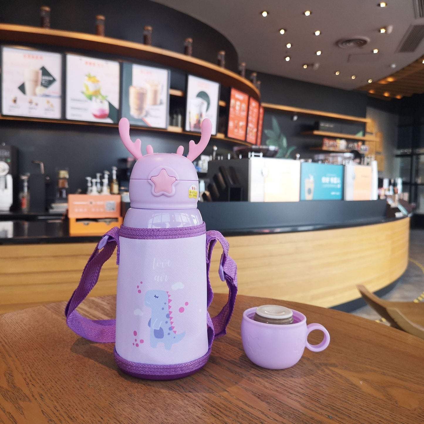 Cartoon Christmas Deer Stainless Steel Straw Cup - Perfect for Kids