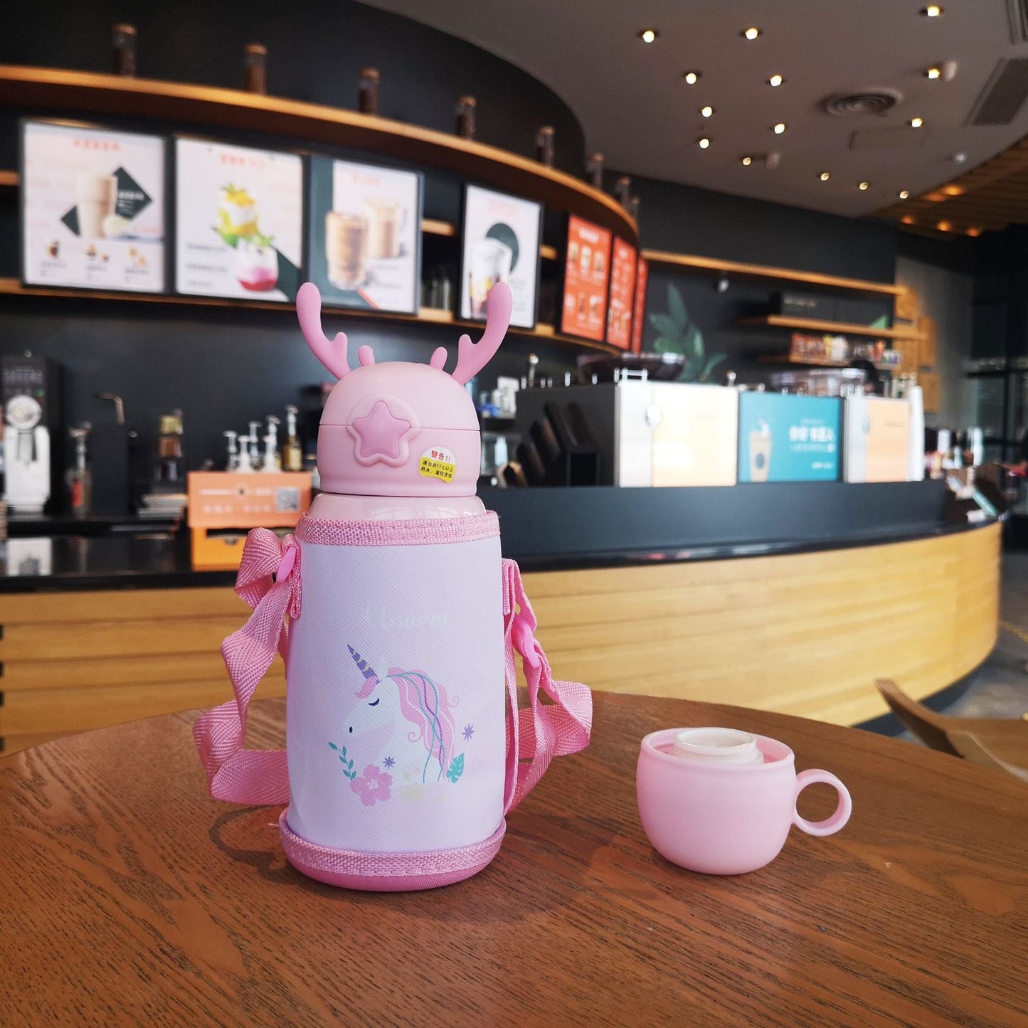 Cartoon Christmas Deer Stainless Steel Straw Cup - Perfect for Kids