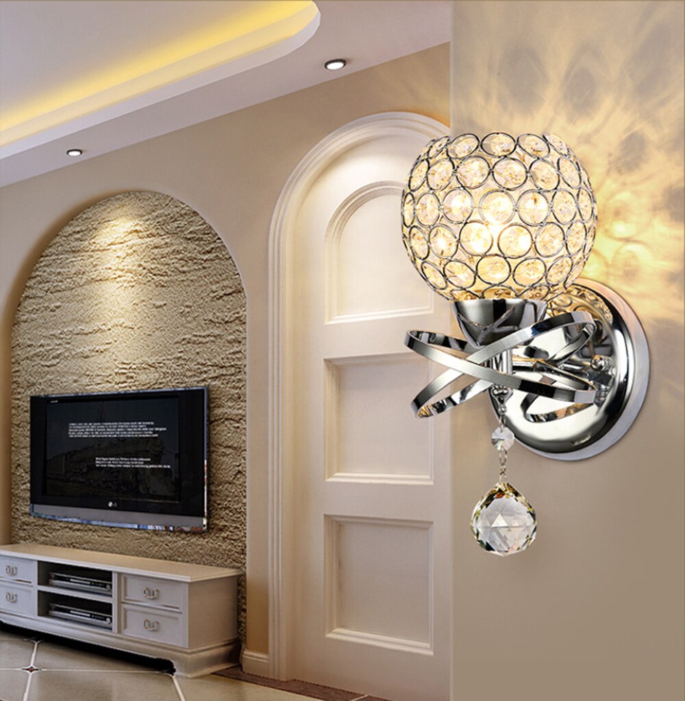 Crystal Wall Light Indoor Lighting Wall Lamp Crystal Lights Decoration Bedside Wall Sconce Gold/Sliver For Modern Home Ligting