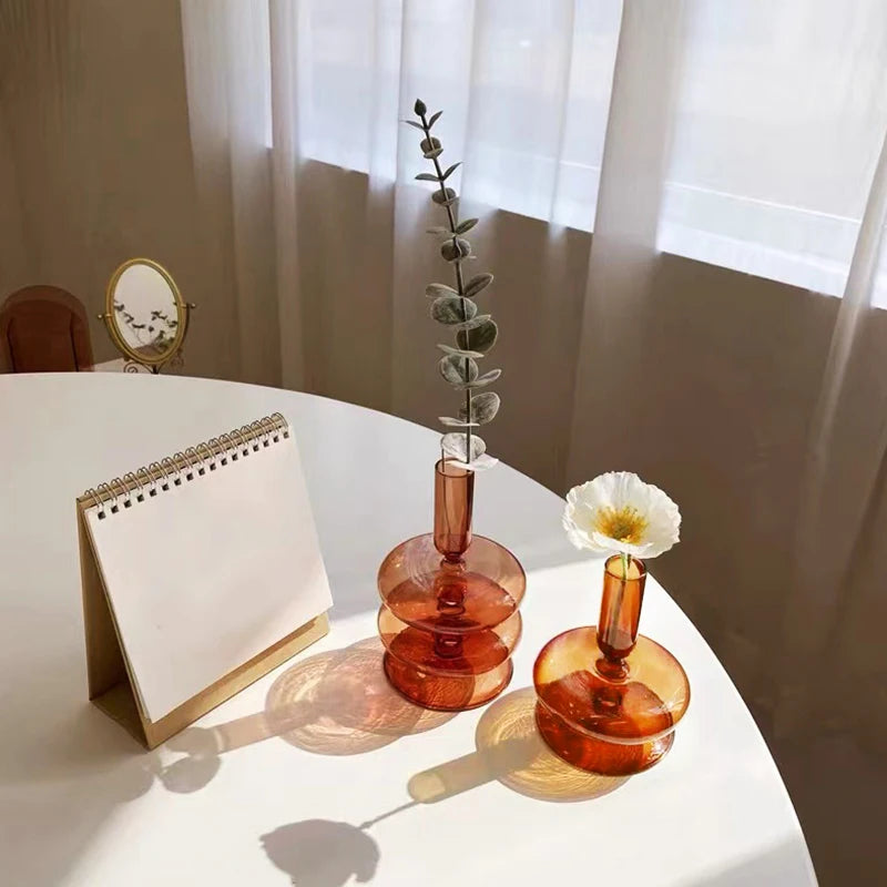 Vintage Glass Candlestick & Flower Vase Holder