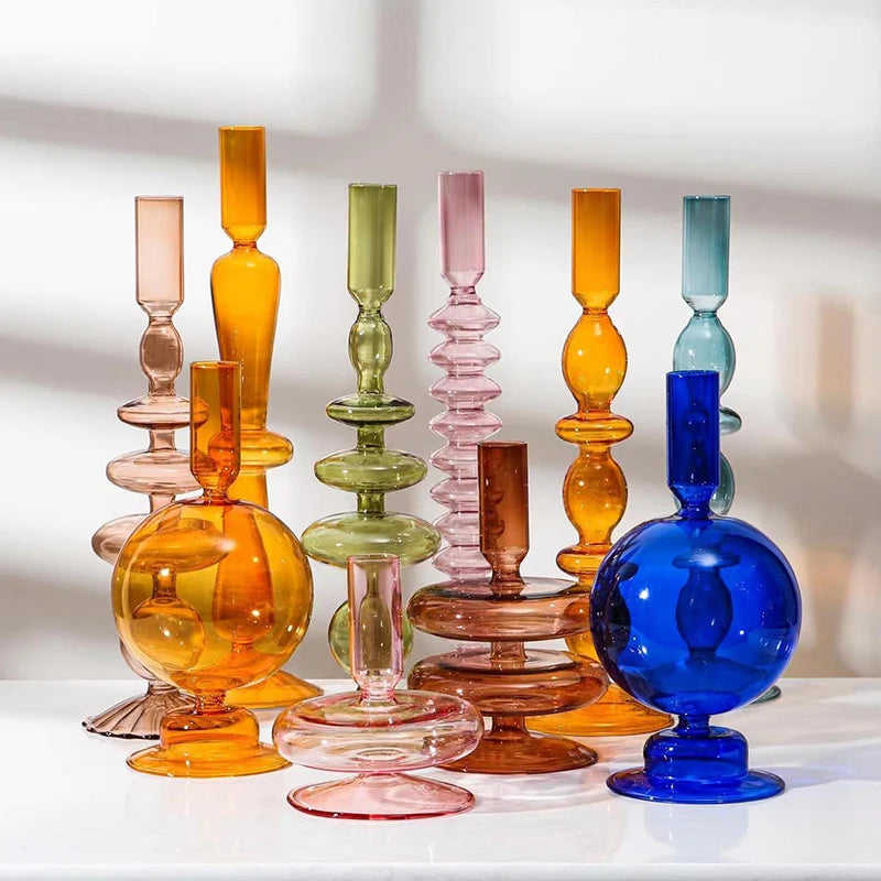 Vintage Glass Candlestick & Flower Vase Holder