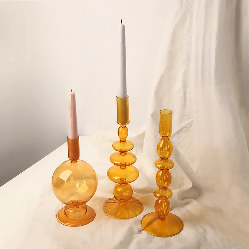 Vintage Glass Candlestick & Flower Vase Holder
