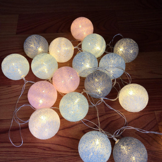 Festive LED Cotton Ball Vine String Lights - Perfect for Christmas and Holiday Decor