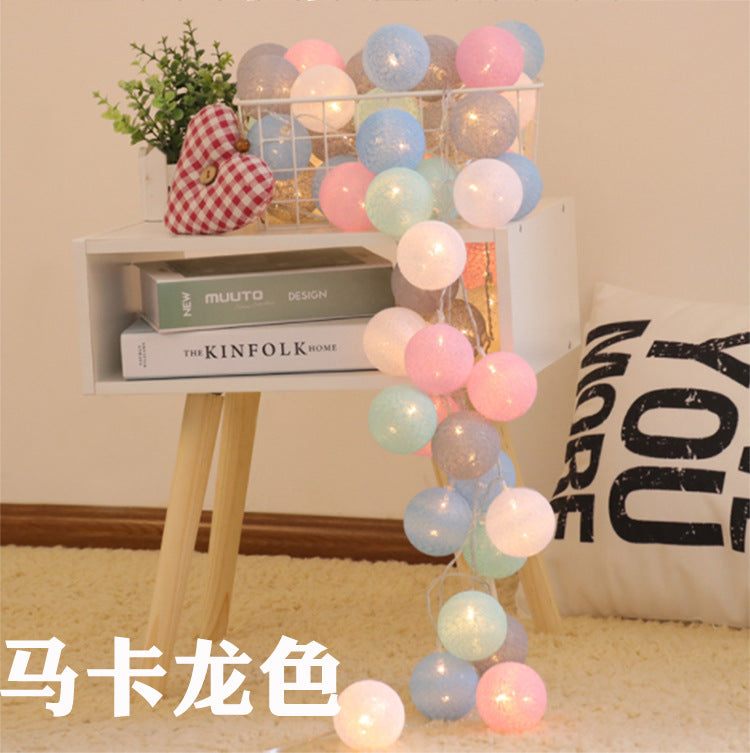 Festive LED Cotton Ball Vine String Lights - Perfect for Christmas and Holiday Decor