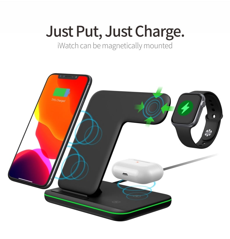 Wireless Charger Stand 15W Qi Fast Charging Dock Station