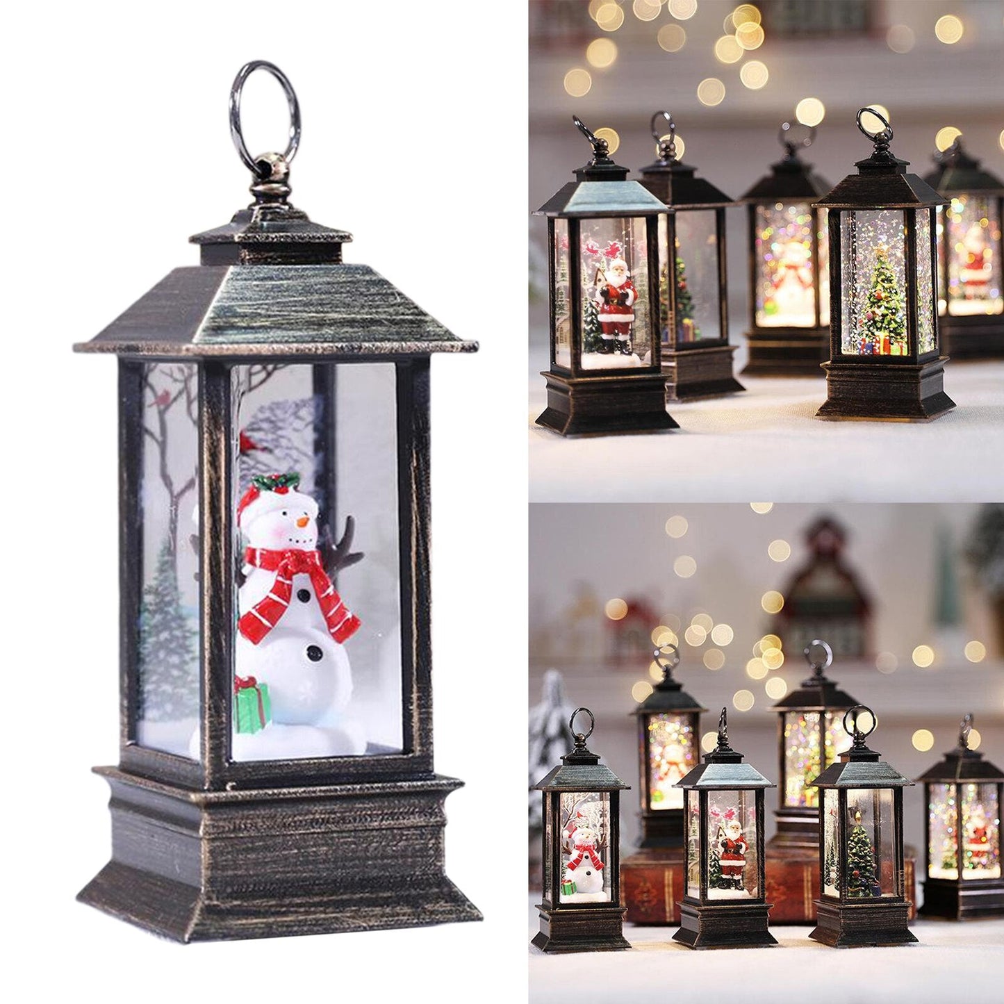 Portable Glitter Swirl Lantern - LED Glow Accent Light for Festive Cheer