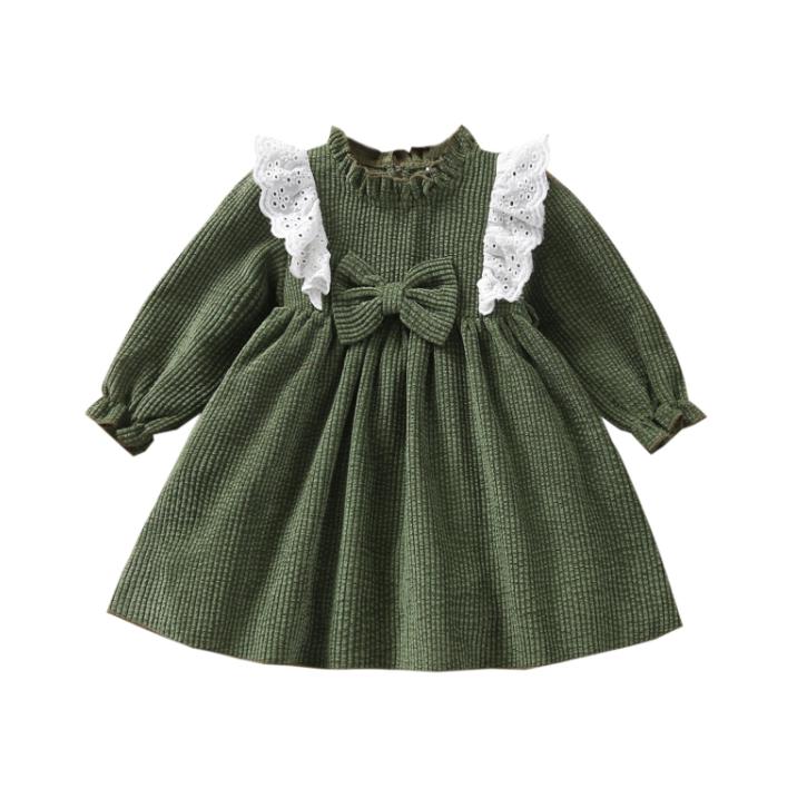 Christmas Floral Striped Hoilday Girl Dresses Toddler Kid Baby Girls Deer Long Sleeve Tulle Xmas Green Clothes