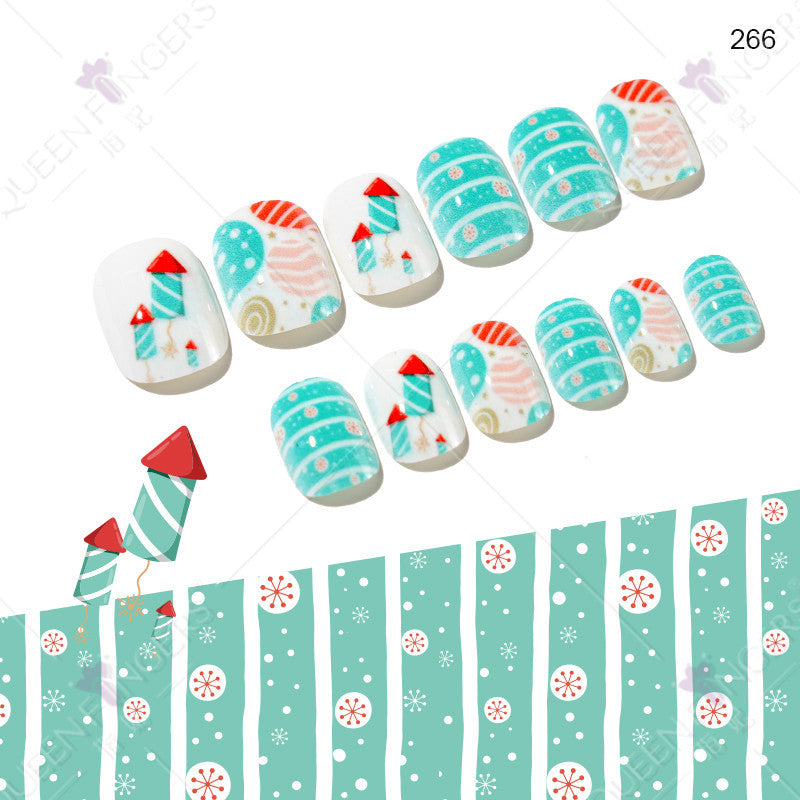 Christmas Children's Method 24 Wearing Tablets Finding Cute Manicure Child Slifting Nail Wear