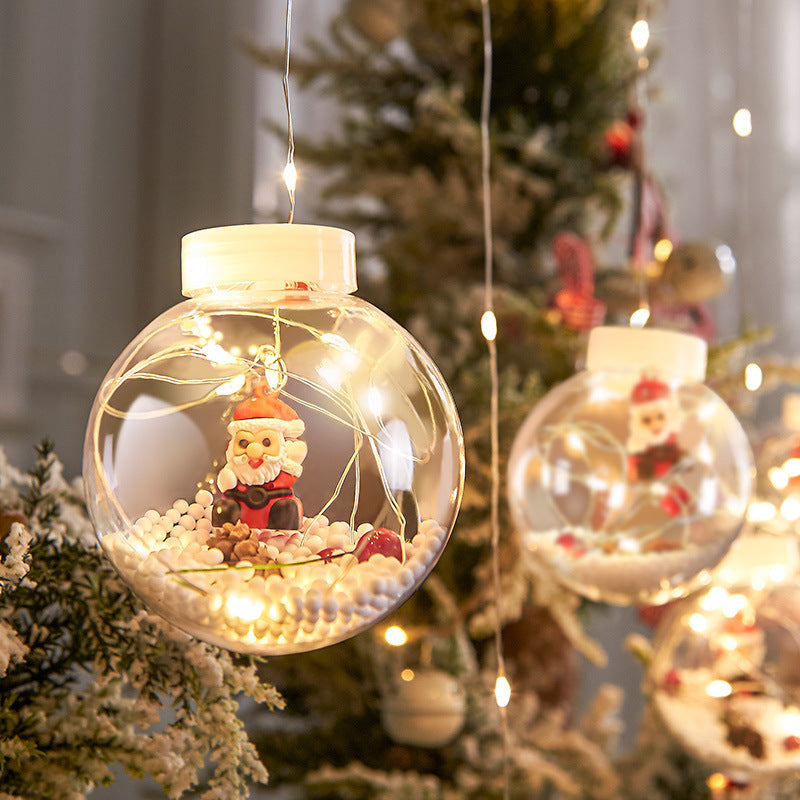 LED copper wire lamp curtain light Christmas wishing ball old man snowman Christmas tree window holiday decoration round ball lamp string