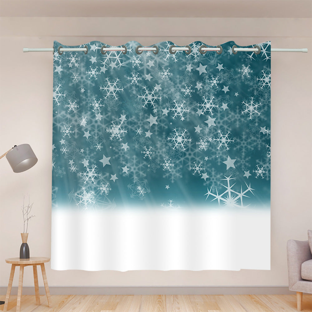 Christmas series digital print black silk curtains to map custom living room bedroom sunscreen high precision curtain finished products