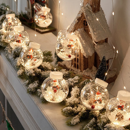 LED copper wire lamp curtain light Christmas wishing ball old man snowman Christmas tree window holiday decoration round ball lamp string