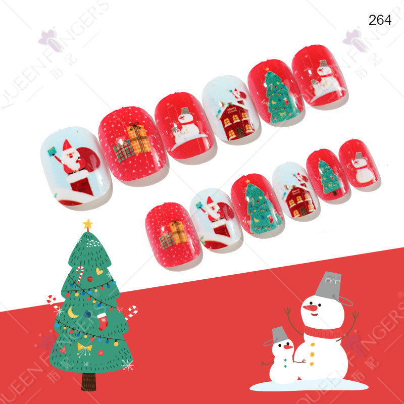 Christmas Children's Method 24 Wearing Tablets Finding Cute Manicure Child Slifting Nail Wear