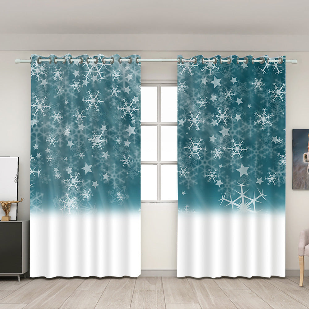 Christmas series digital print black silk curtains to map custom living room bedroom sunscreen high precision curtain finished products