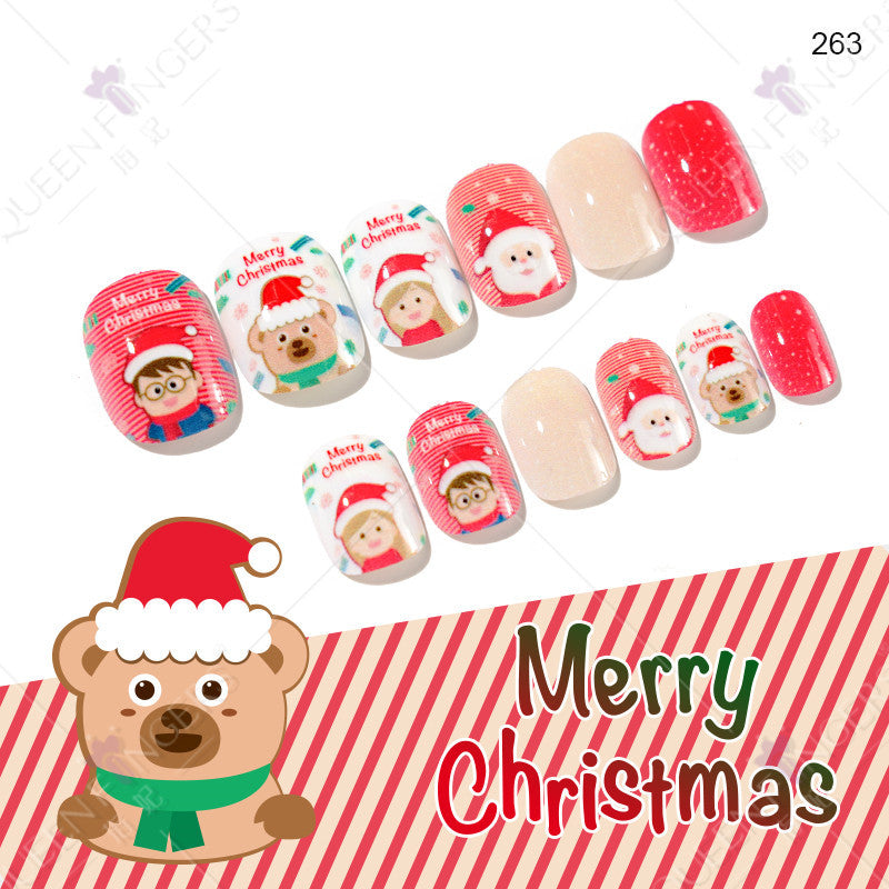 Christmas Children's Method 24 Wearing Tablets Finding Cute Manicure Child Slifting Nail Wear