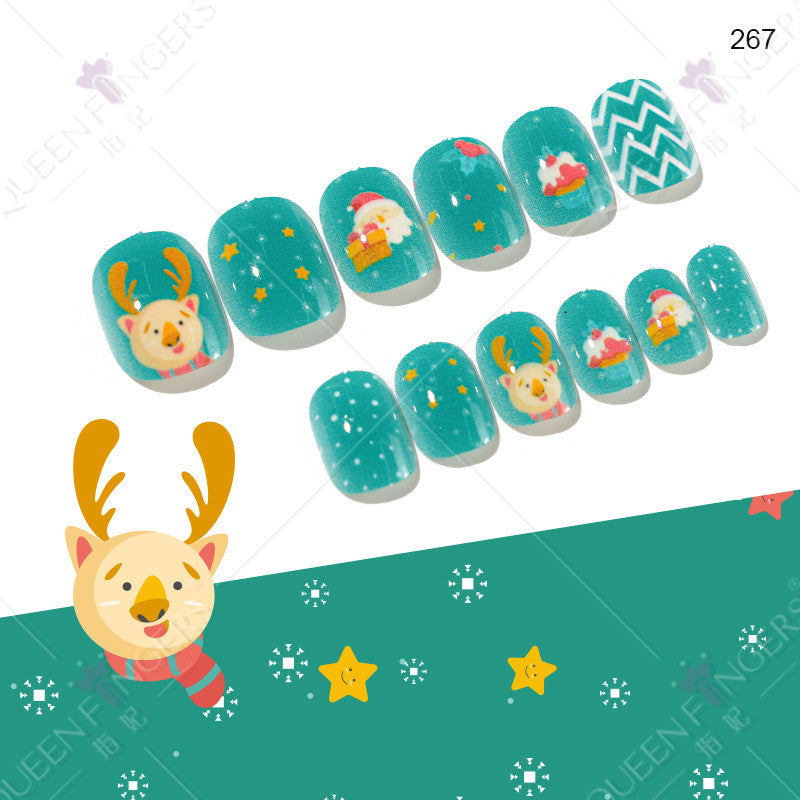 Christmas Children's Method 24 Wearing Tablets Finding Cute Manicure Child Slifting Nail Wear