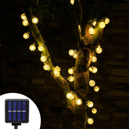 Cross-border solar light string LED bubble ball light string round ball color Christmas day outdoor garden decoration string lamp