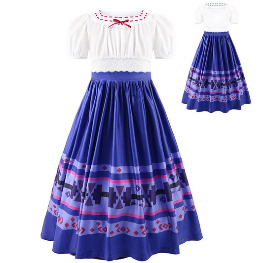 2022 Girls Encanto TV Movie Mirabelle Cosplay Costume Halloween Christmas Kids Madrigal Girl Dresses Encanto Charm Dress Vestido