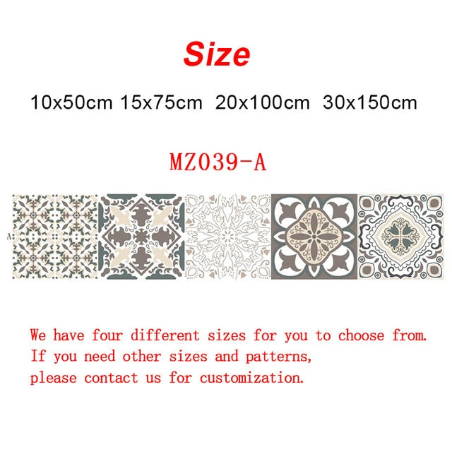 Retro Pattern Tile Floor Stickers – Waterproof Wall Art for Home Decor