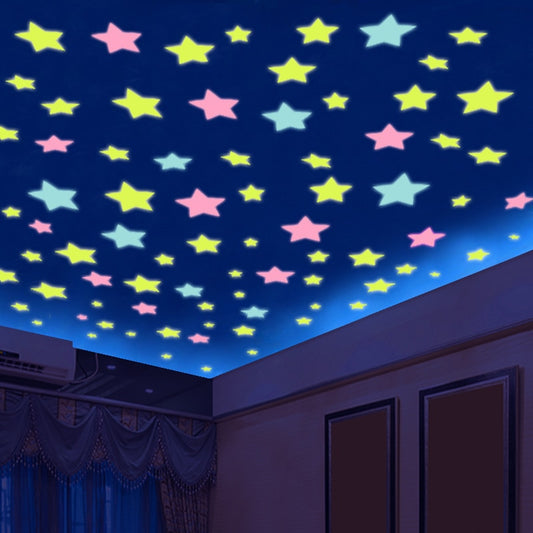 50pcs 3D Glow-in-the-Dark Stars Wall Stickers – Luminous Decor for Any Room