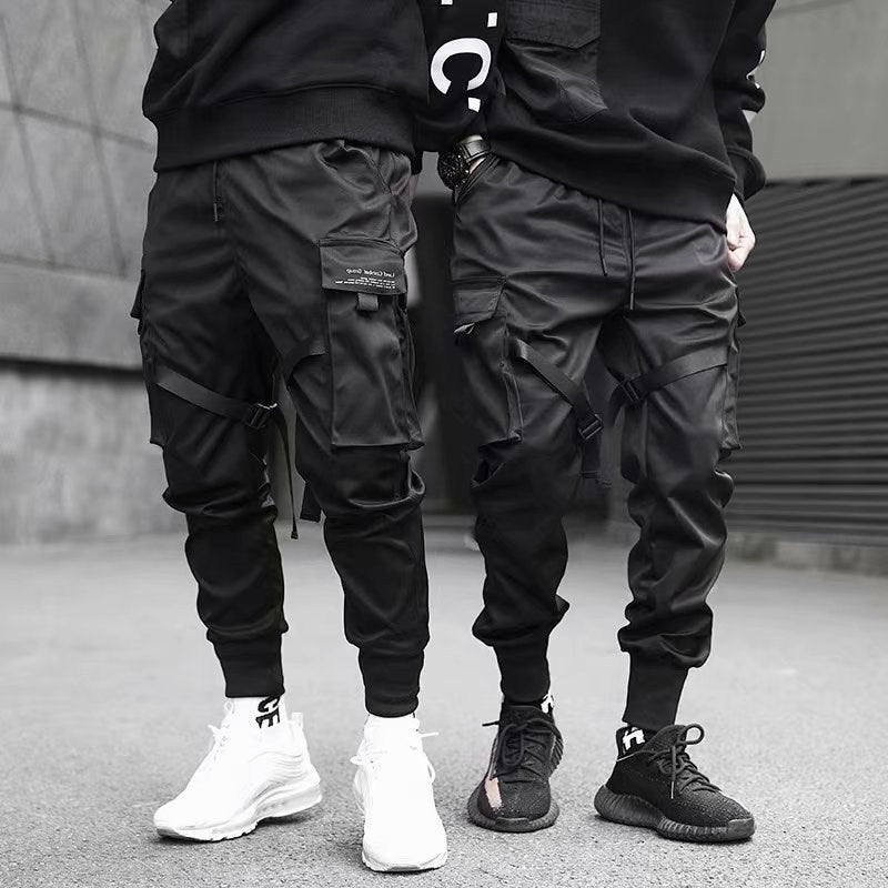 Ribbons Harem Joggers Men Cargo Pants Streetwear