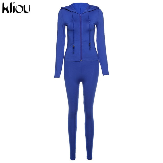 Kliou autumn two piece set women long sleeve