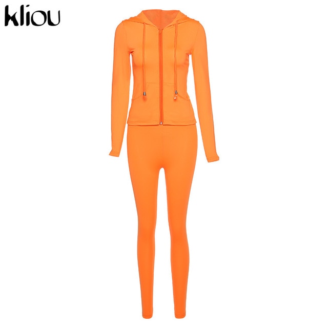 Kliou autumn two piece set women long sleeve