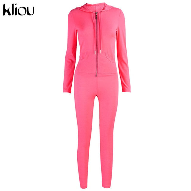 Kliou autumn two piece set women long sleeve