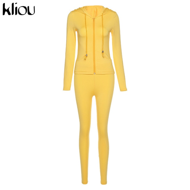 Kliou autumn two piece set women long sleeve