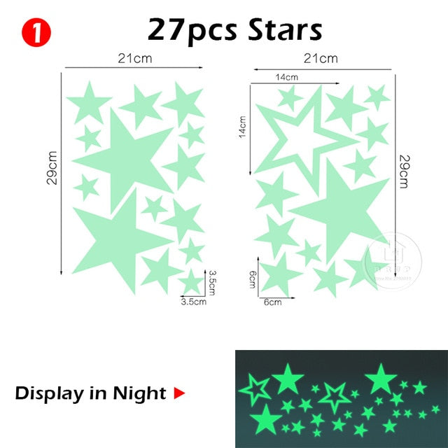 Glow-in-the-Dark Moon and Stars Wall Stickers – Perfect for Kids' Rooms and Nurseries