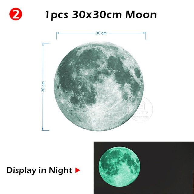 Glow-in-the-Dark Moon and Stars Wall Stickers – Perfect for Kids' Rooms and Nurseries