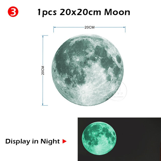 Glow-in-the-Dark Moon and Stars Wall Stickers – Perfect for Kids' Rooms and Nurseries