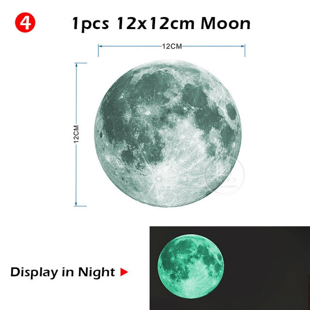 Glow-in-the-Dark Moon and Stars Wall Stickers – Perfect for Kids' Rooms and Nurseries