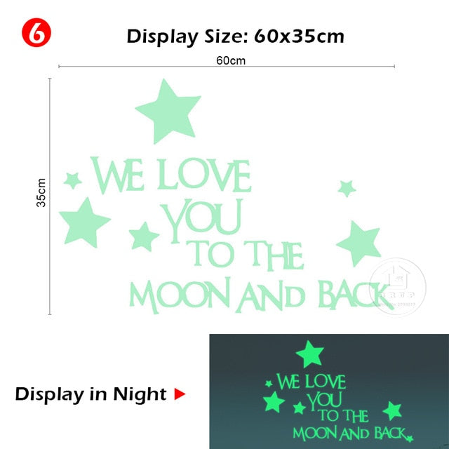 Glow-in-the-Dark Moon and Stars Wall Stickers – Perfect for Kids' Rooms and Nurseries