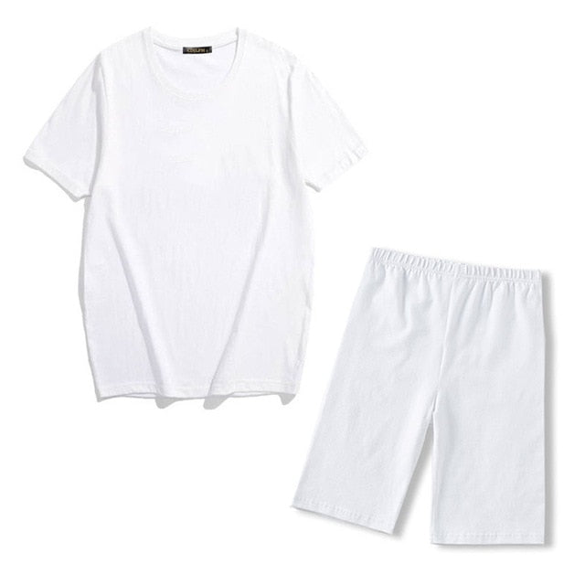 Women Two Piec Set Letter T Shirts And Shorts