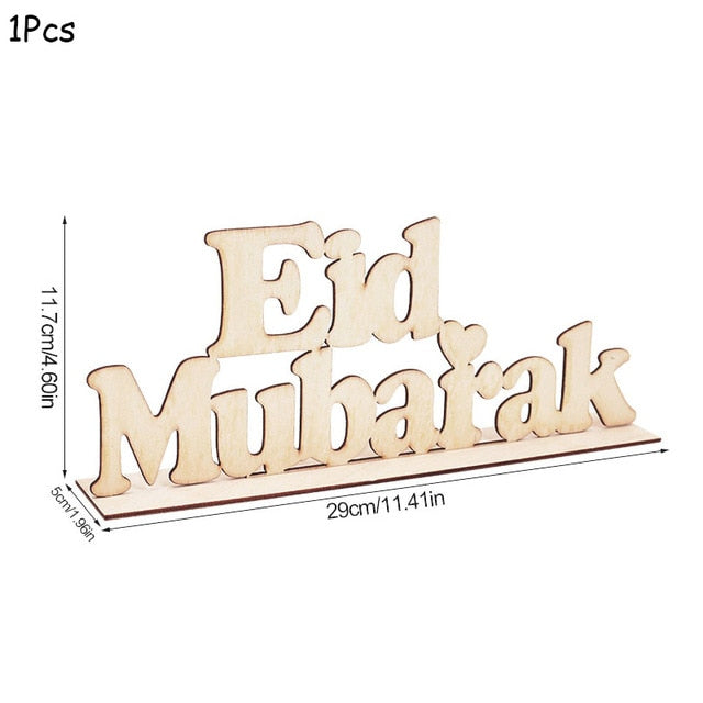 EID Mubarak Wooden Pendant with LED Candles – Elegant Ramadan and Eid Decor