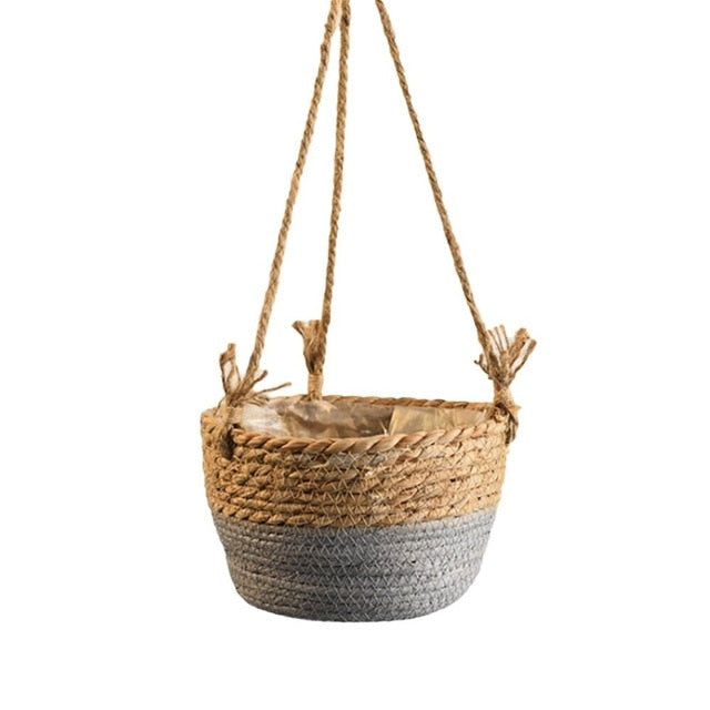 Rustic Jute Rope Hanging Planter Basket for Indoor & Outdoor Decor