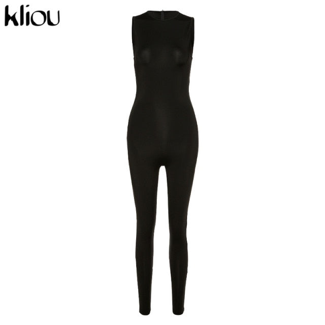 Kliou new jumpsuit women elastic hight