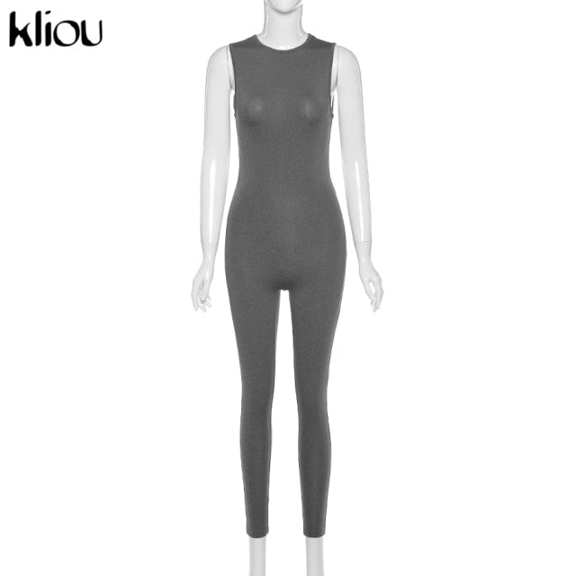 Kliou new jumpsuit women elastic hight