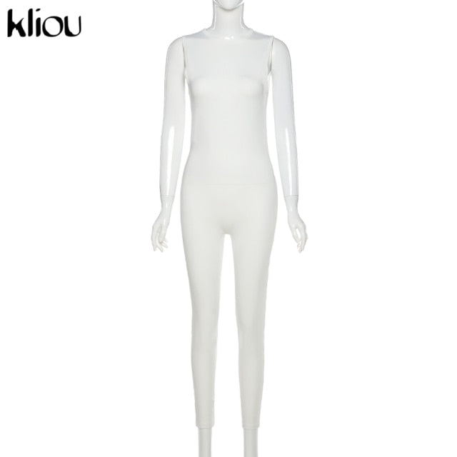 Kliou new jumpsuit women elastic hight