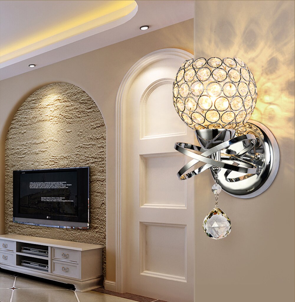 Crystal Wall Light  Indoor Lighting Wall Lamp Crystal Lights Decoration Bedside Wall Sconce Gold/Sliver For Modern Home Ligting