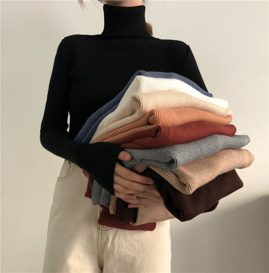 Women Turtleneck Sweaters Autumn Winter Korean