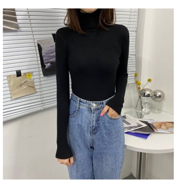 Women Turtleneck Sweaters Autumn Winter Korean