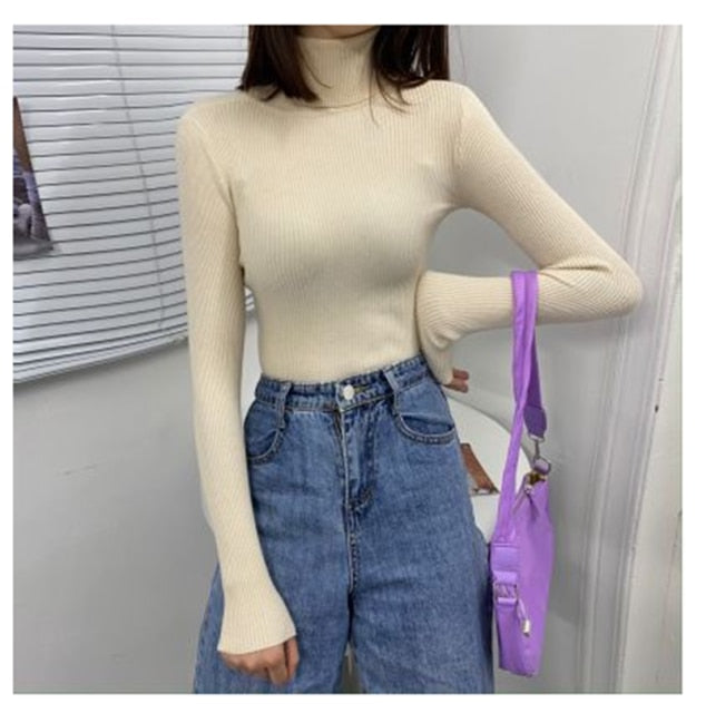 Women Turtleneck Sweaters Autumn Winter Korean