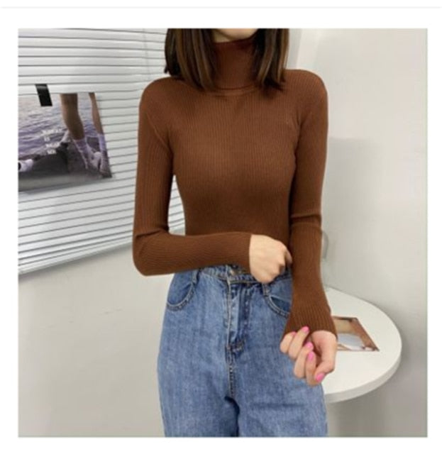 Women Turtleneck Sweaters Autumn Winter Korean