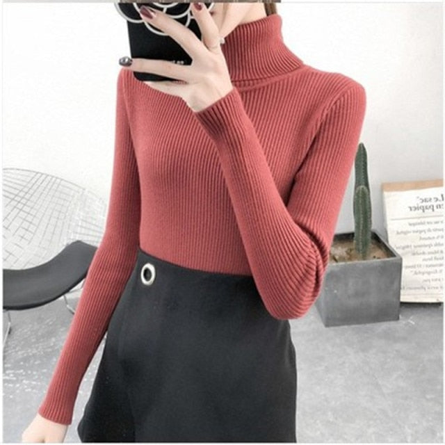 Women Turtleneck Sweaters Autumn Winter Korean