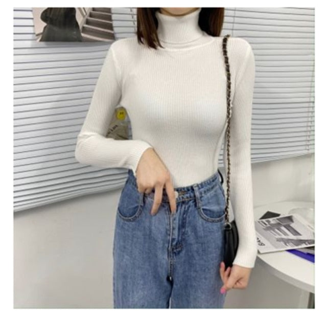 Women Turtleneck Sweaters Autumn Winter Korean