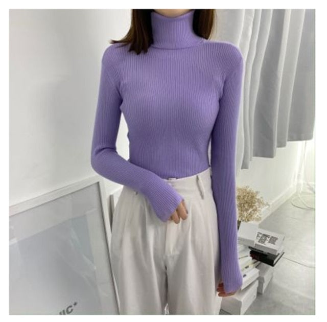 Women Turtleneck Sweaters Autumn Winter Korean