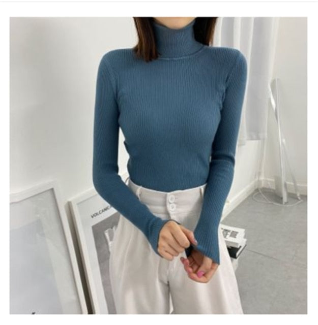 Women Turtleneck Sweaters Autumn Winter Korean