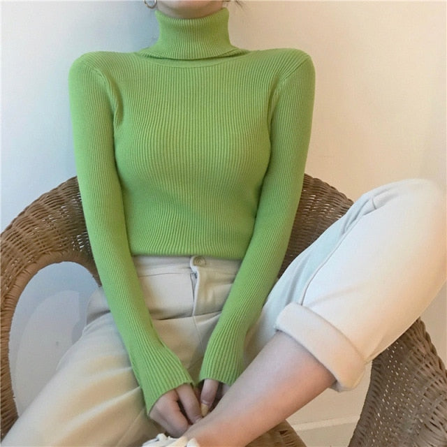 Women Turtleneck Sweaters Autumn Winter Korean